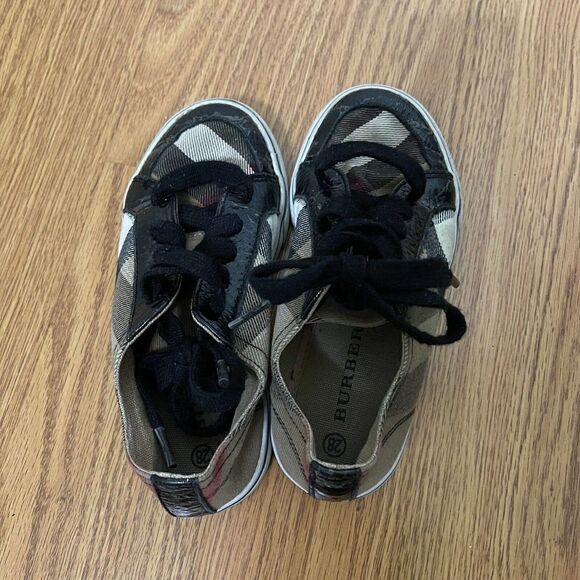BURBERRY Kids canvas plaid brown lace up sneakers size US 11 EU 28 - Picture 7 of 9